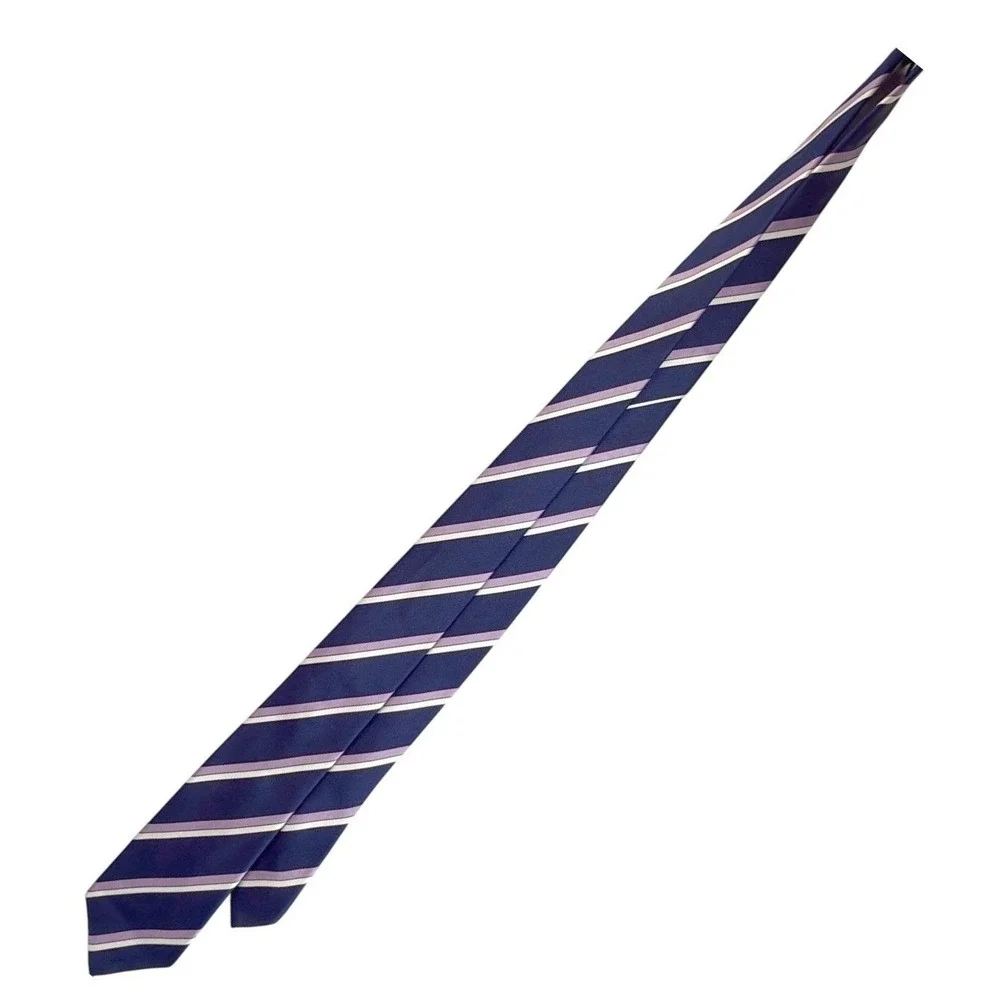 Banana Republic Mens‎ Silk Tie Navy Blue Purple White Stripe